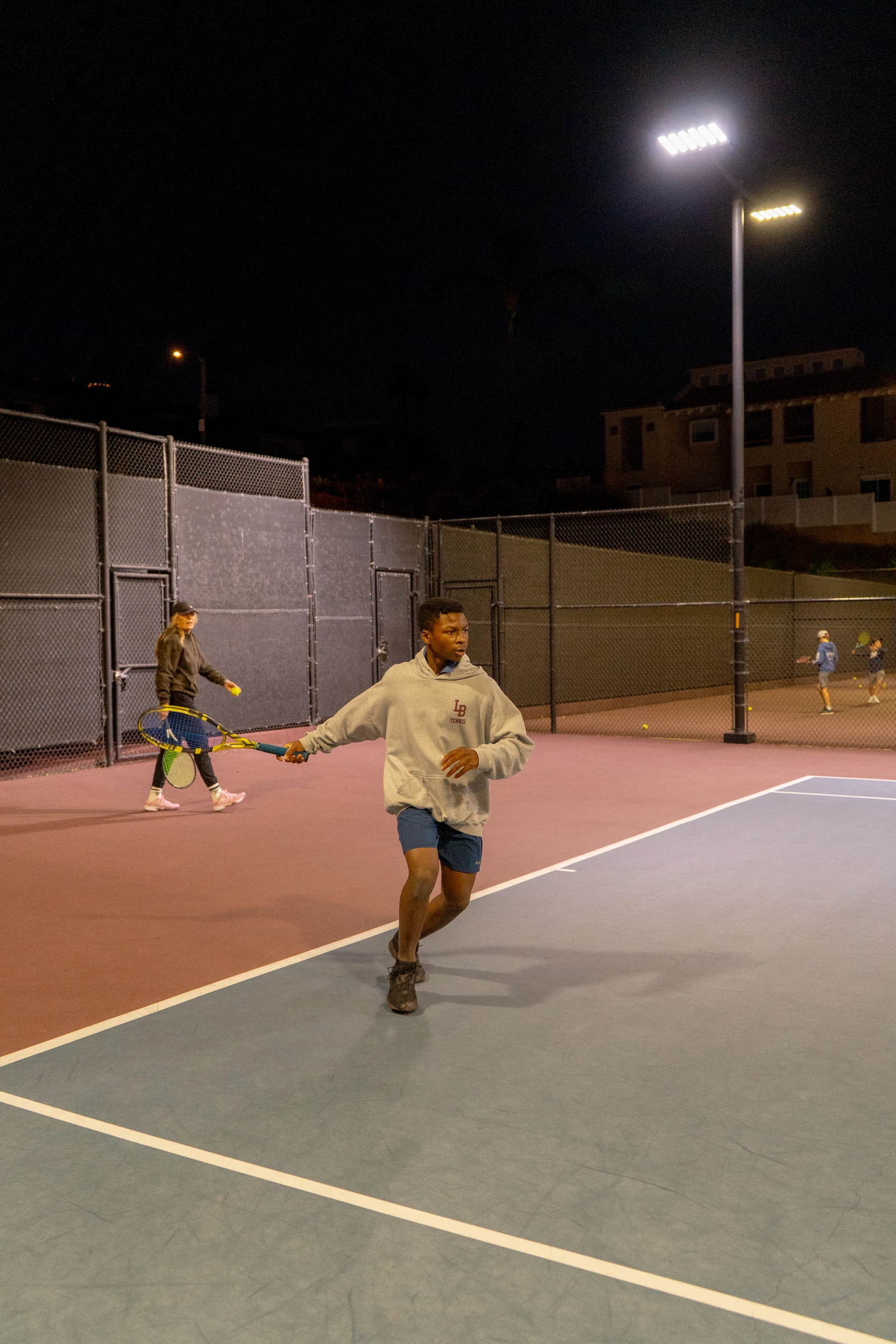 LBTA outdoor courts lit for evening play