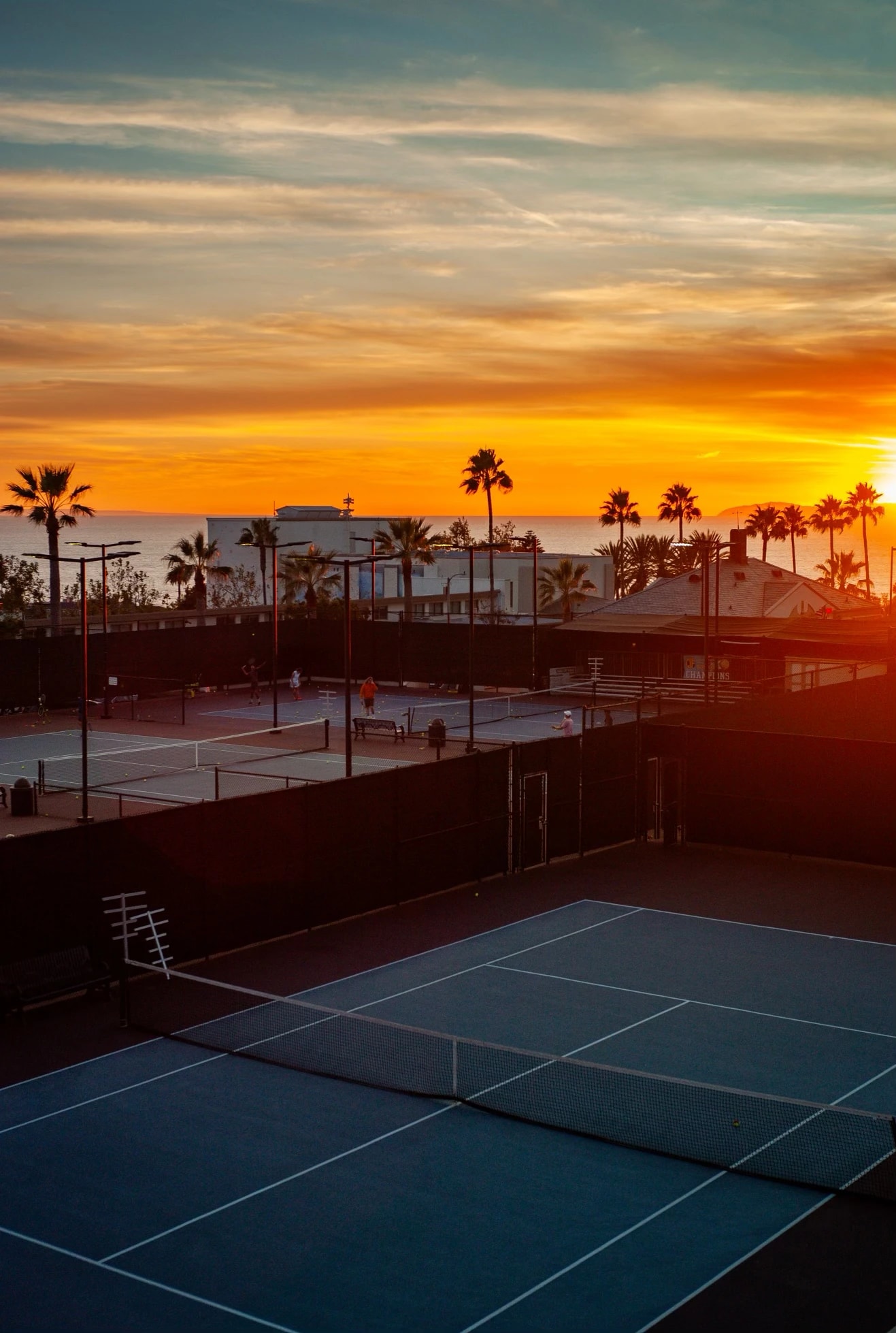 Laguna Beach tennis courts at sunset